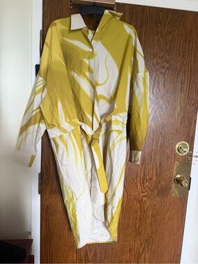 Dries Van Noten Yellow & Cream Women's Lightweight Trench Coat
